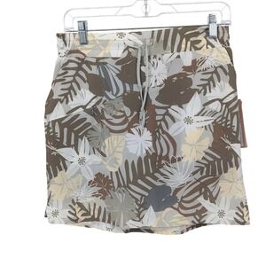 Indyeva Skort Womens Small Brown Botanical Quick Dry Athletic Pockets Athleisure